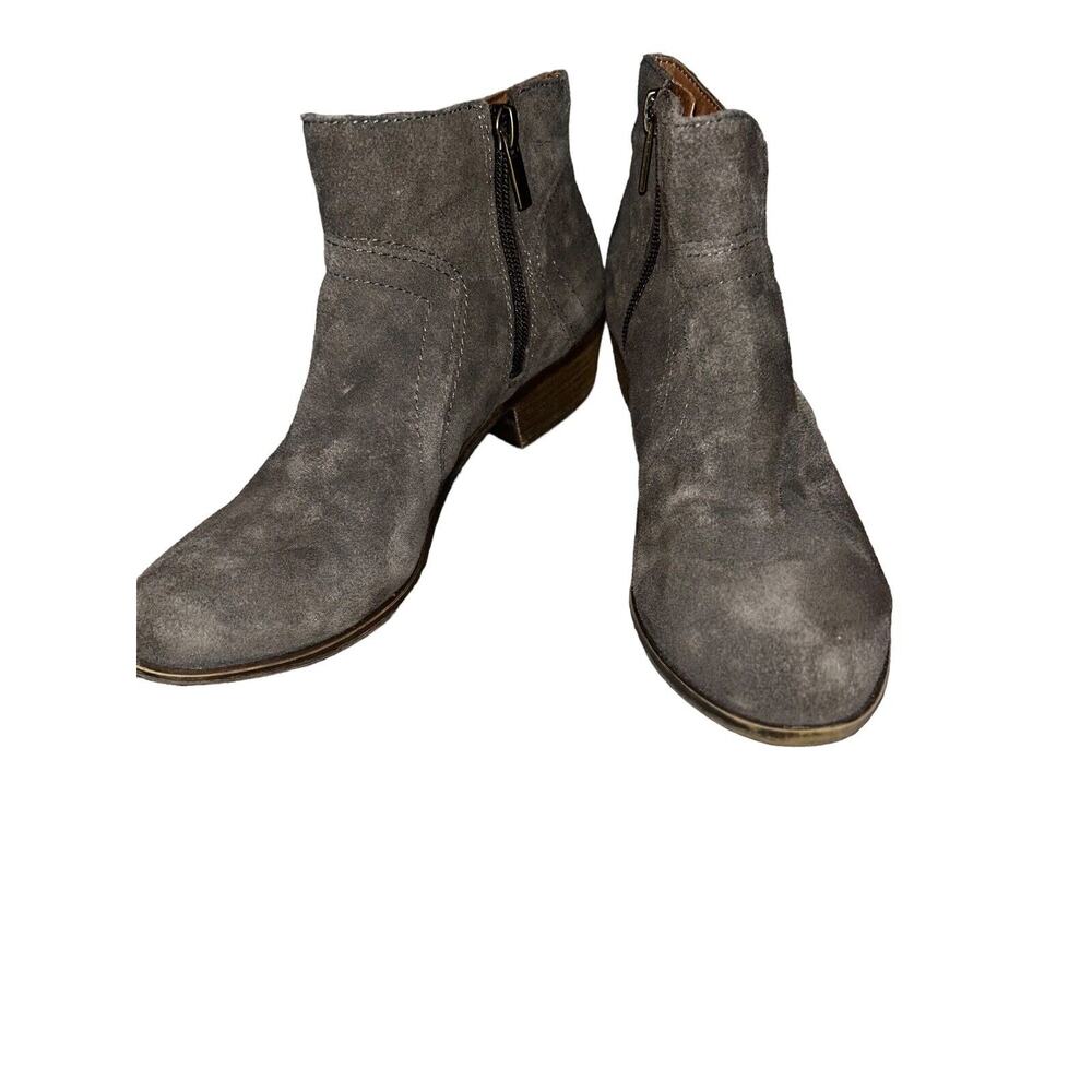 Lucky Brand Boots Womens 6.5 M Brolley Ankle Bootie Brown Suede Cuban Zip‎ Up